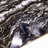 Vercel Black porcelain tile 60x120cm 9mm thickness, black marble look design, durable porcelain tile for modern luxury floors and walls.