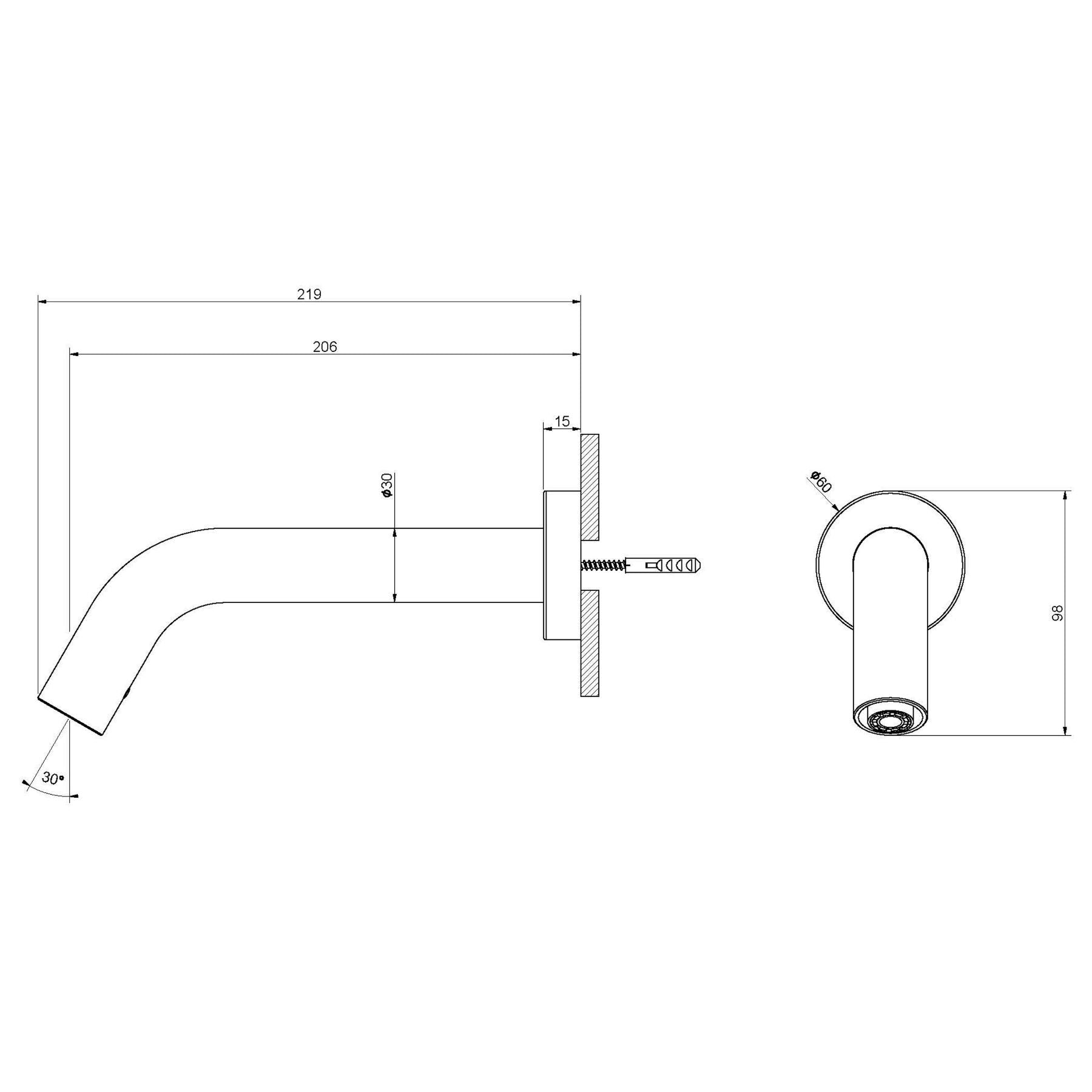Wall-mounted sensor tap MCM 701700, D.30, made in Italy. Touchless, anti-legionella & vandal-proof. 6 finishes. 2-year warranty. Shop Mayyas Home UAE.