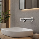 Wall-mounted single-water timed tap with extended body, push-button control and anti-vandal protection for commercial washrooms across the UAE today.