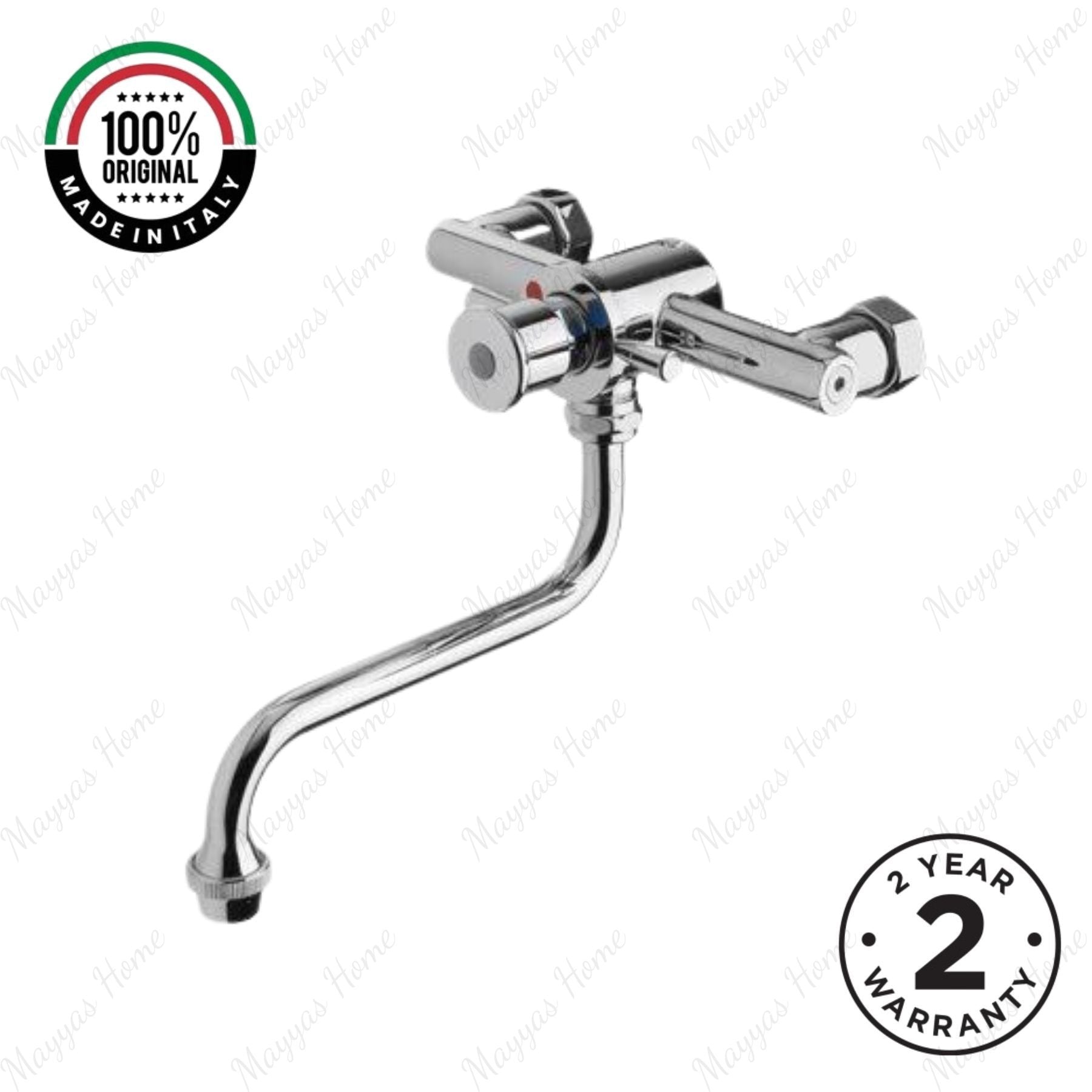 Wall-mounted timed mixer tap with swivel spout, push-button control, anti-vandal protection and adjustable flow settings for UAE washrooms.