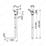 Wall-mounted toilet flush valve with push-button timer control, drain hose and G 3/4” female threaded spigot connection. Ideal for UAE commercial and public washrooms.