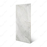 Wazti White glossy marble effect porcelain tile 60x120cm with 9mm thickness features bright white base, subtle veining and polished finish.