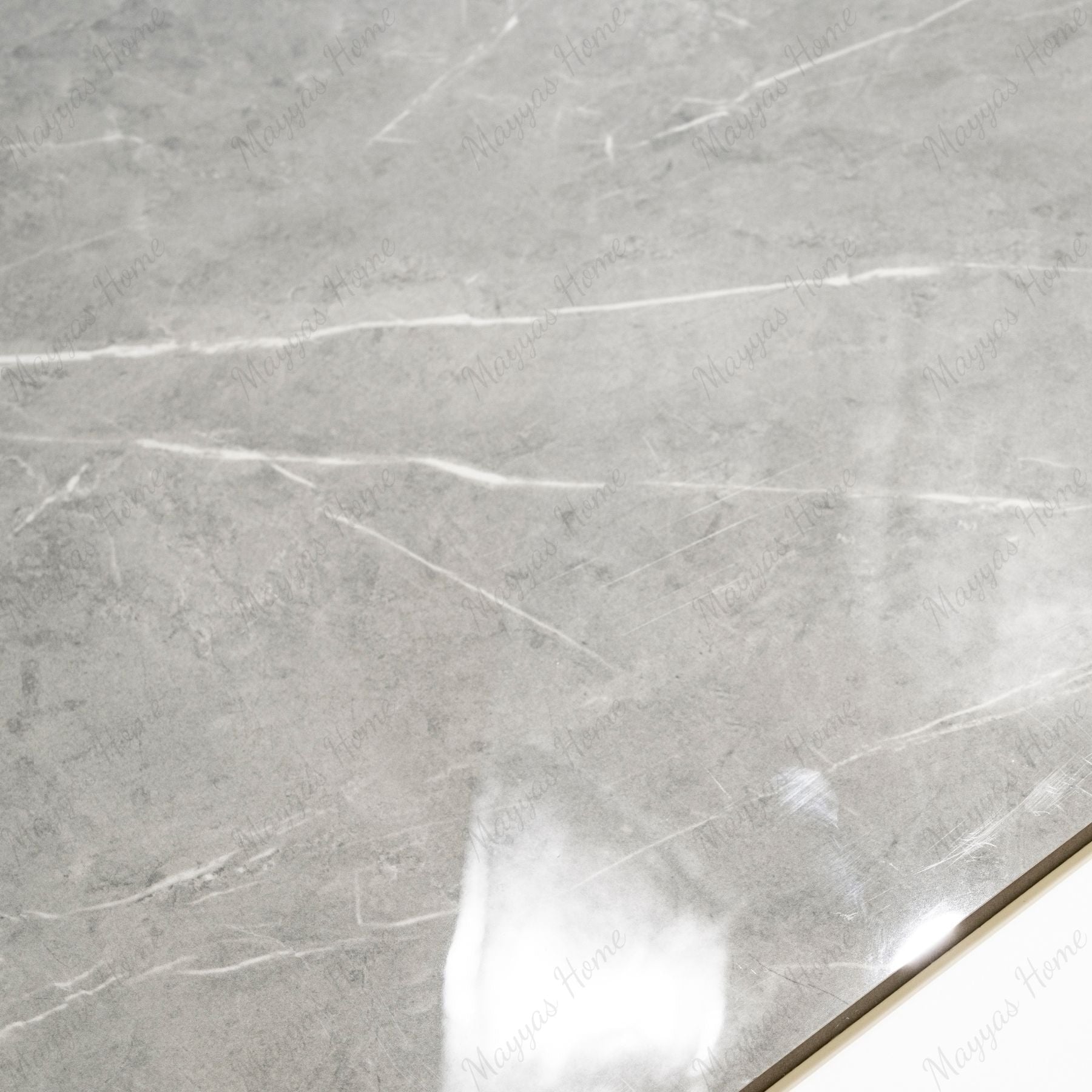 William Grey glossy marble porcelain tile 60x120cm with 9mm thickness features elegant grey tones, subtle veining and polished surface.