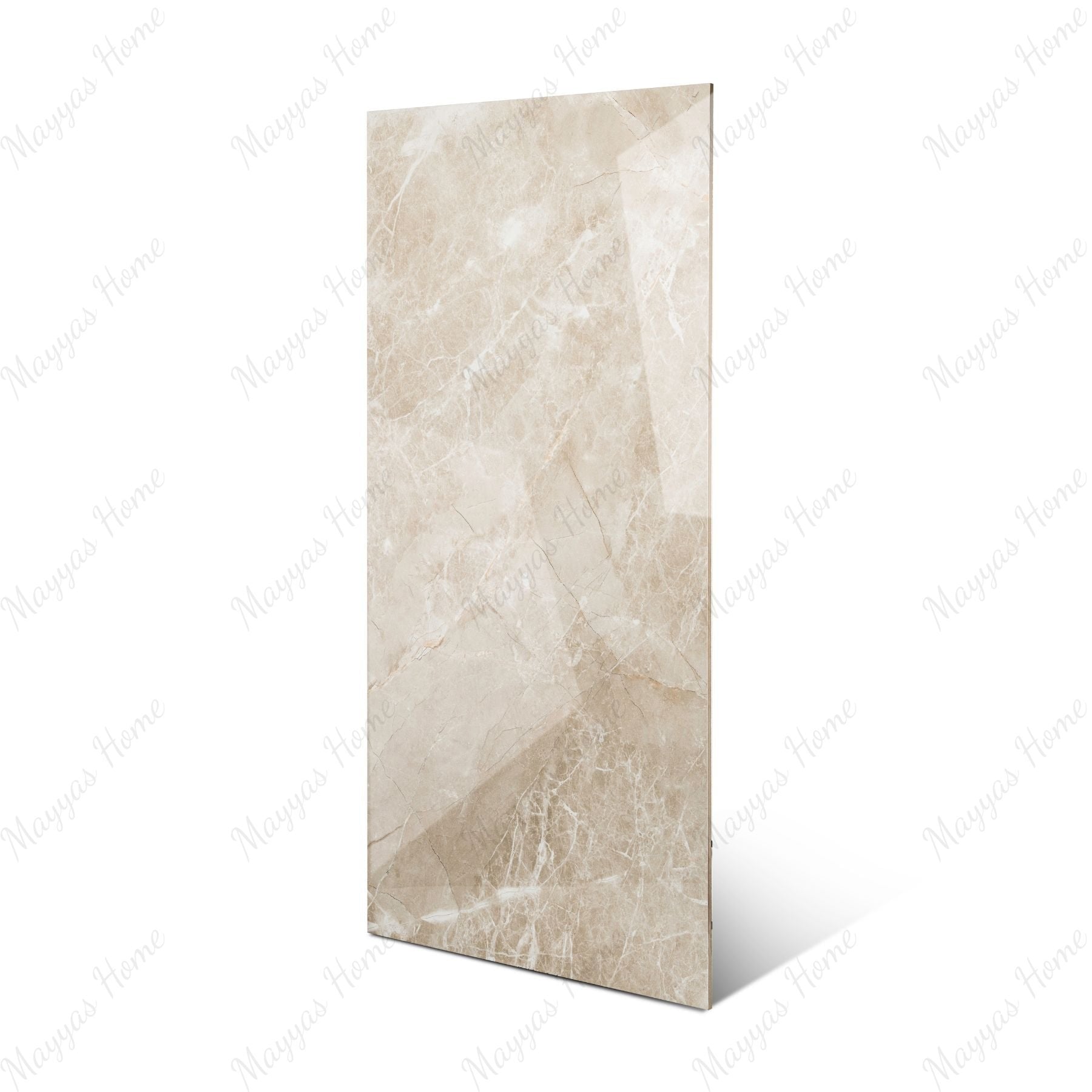 Zenith Sand glossy marble effect porcelain tile 60x120cm with 9mm thickness features warm sand tones and polished luxury finish.