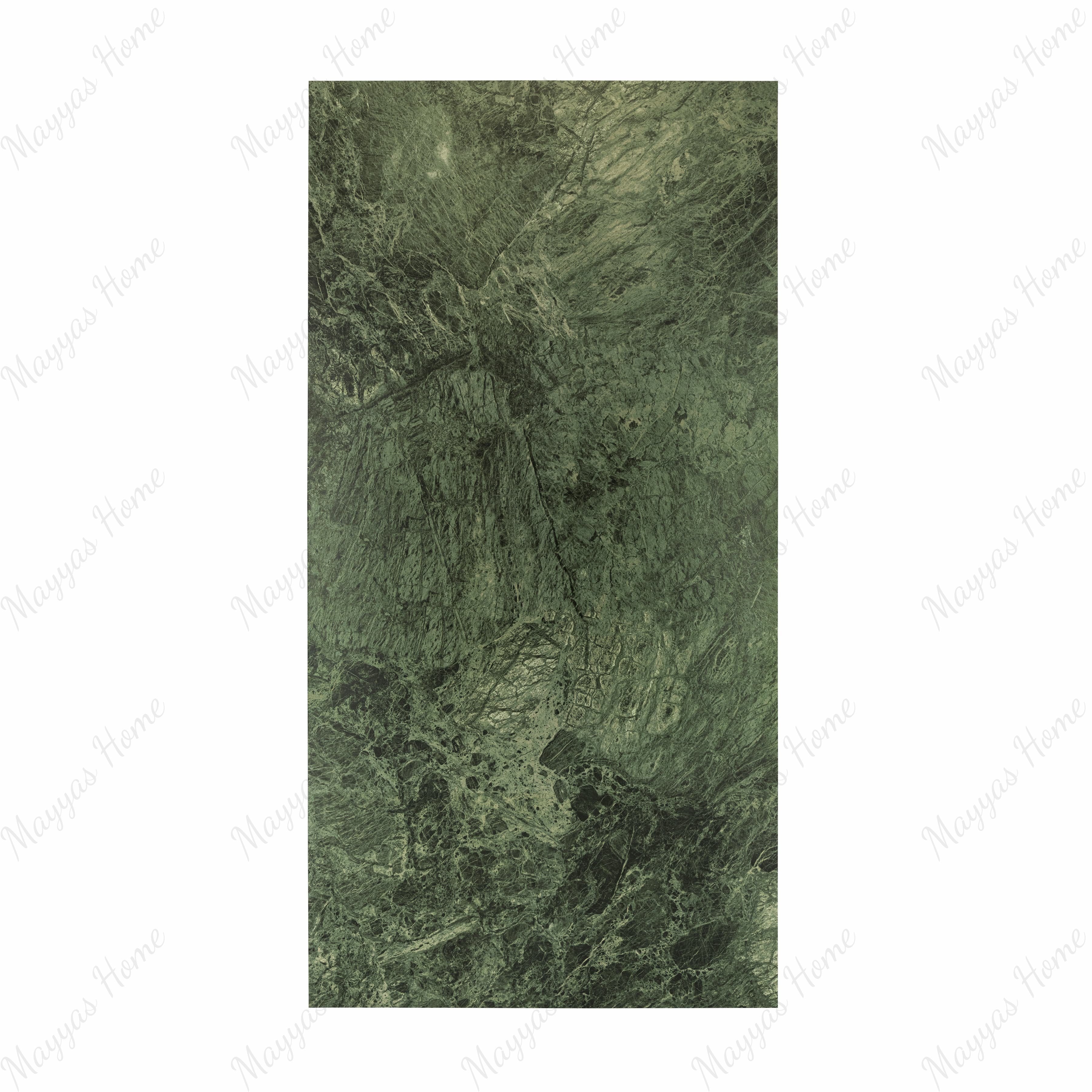 Bidasar Excel porcelain slab flat view showing deep emerald green marble surface with intricate white and pale green veining