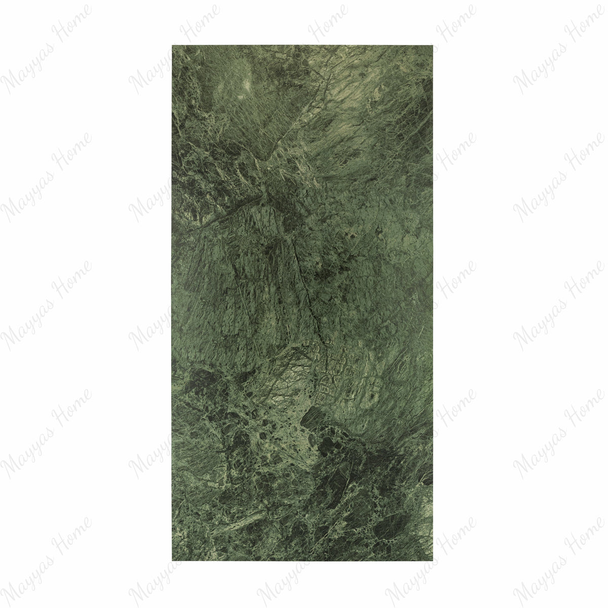 Bidasar Excel porcelain slab flat view showing deep emerald green marble surface with intricate white and pale green veining