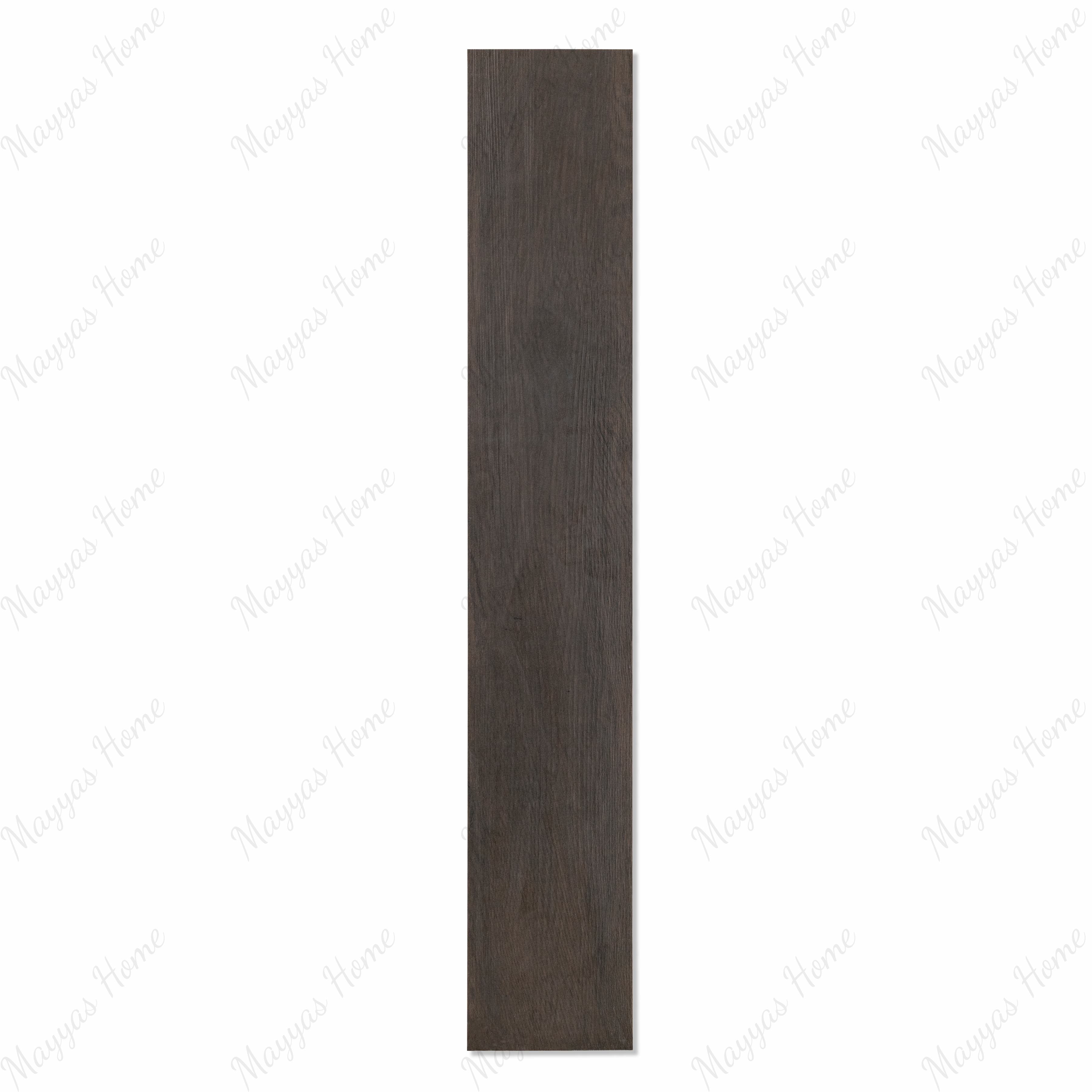 Emient Wenge dark brown wood-look porcelain plank tile with fine grain texture