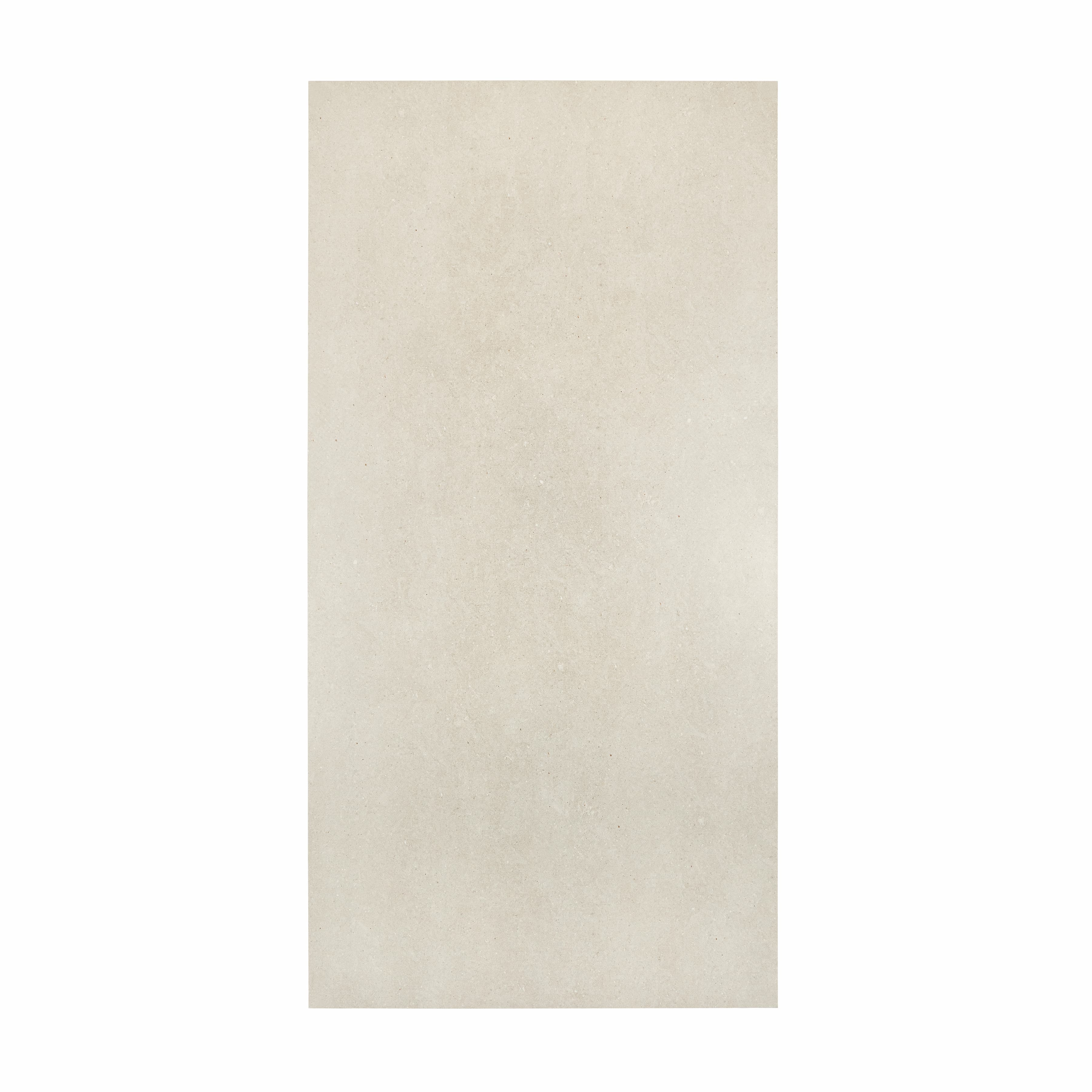 Element Arsenica Ivory porcelain slab displayed on easel against luxury backdrop showing minimalist ivory concrete-look surface for UAE interior design