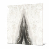 Close-up of Agata Onyx BM porcelain slab showing mirror-polished surface with detailed layered agate banding and translucent grey-white tonal flow