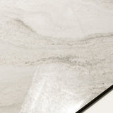 Close-up of Antaliya White glossy porcelain tile showing mirror-polished marble surface with detailed veining and 9mm thickness