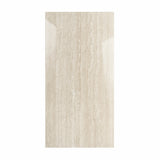 New Travertino Ivory 120x240cm glossy porcelain tile with travertine stone effect. Durable 9mm design for timeless walls and floors.