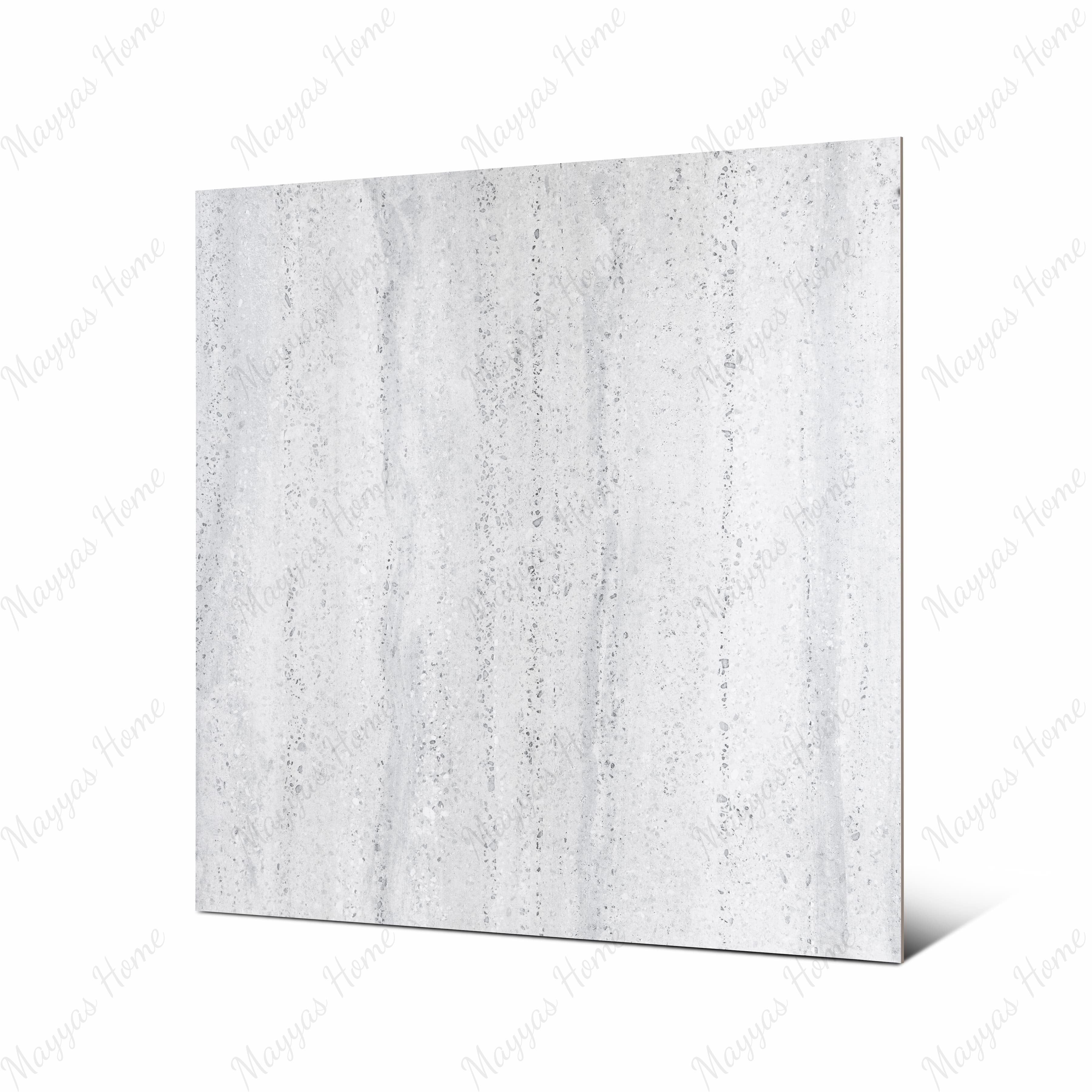 Stonex Grey large format porcelain tile angled view highlighting matte stone-terrazzo finish and rectified edges