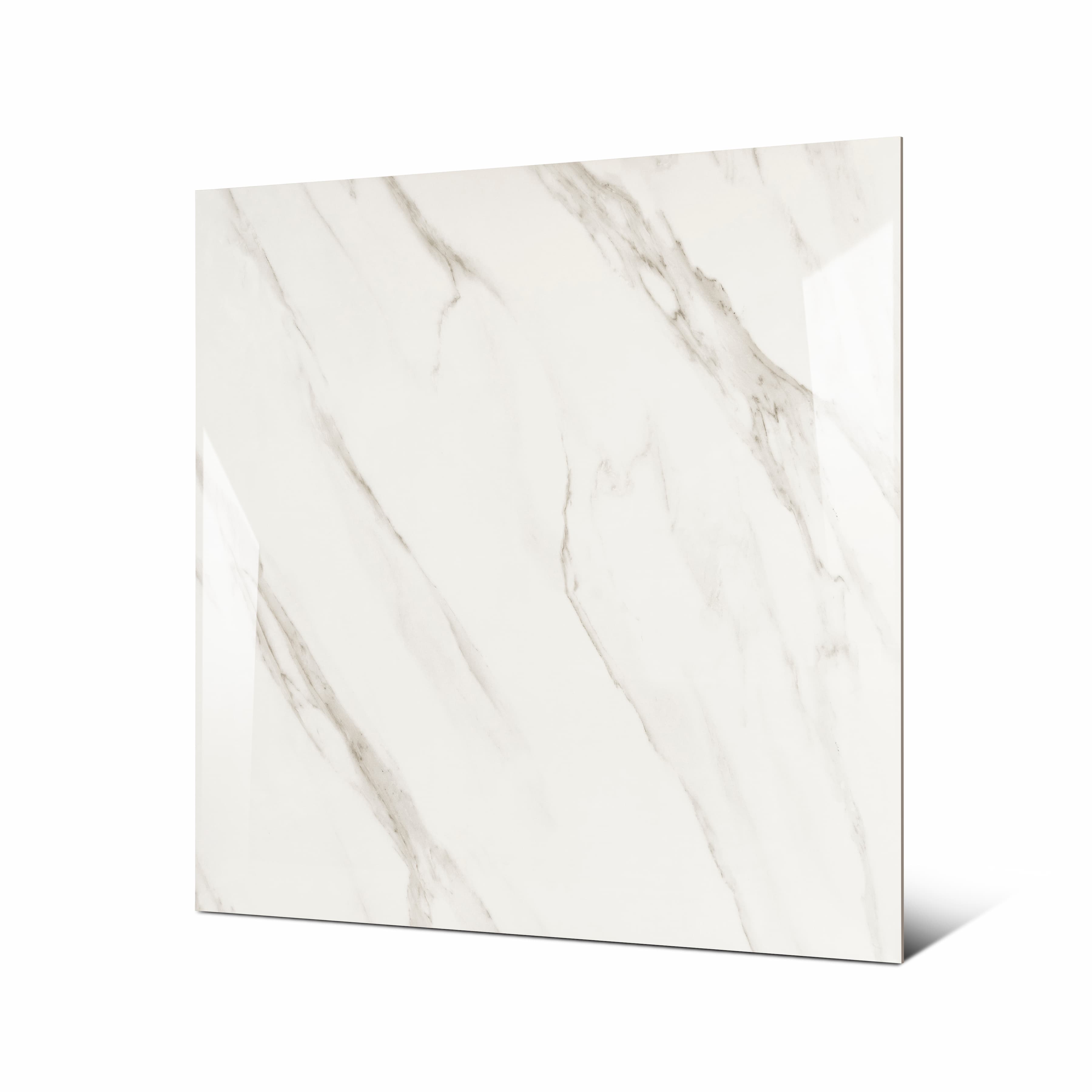 Shop STATUARIO ANGEL large format porcelain tiles (120x120cm) with a 9MM glossy finish and premium white marble effect. Durable, scratch-resistant, and easy to install. Perfect for luxurious interiors.