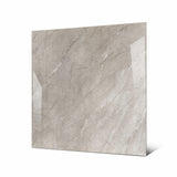 Burberry Grey large format porcelain tile angled view highlighting polished pietra grey marble finish, natural veining, and rectified edges