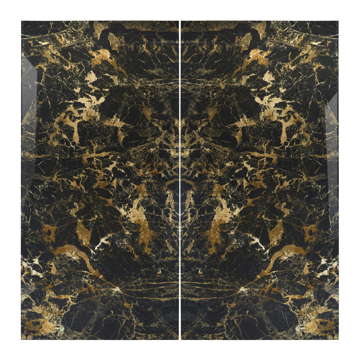 Black Gold 160x320cm 06mm – Book-Match Glossy Porcelain Tile