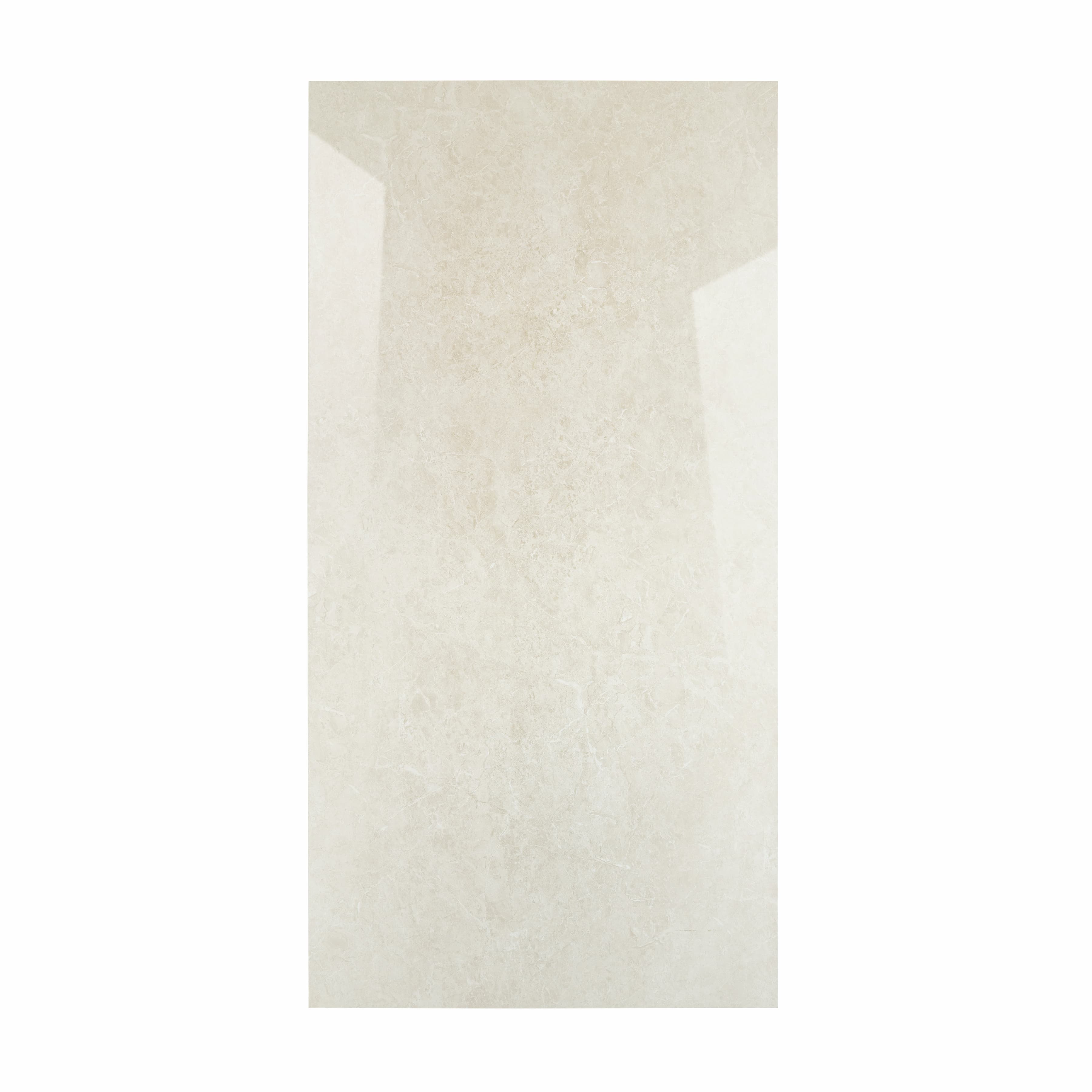 Bulgari Crema porcelain slab displayed on easel against luxury backdrop showing soft cream stone surface with subtle natural veining for UAE interior design