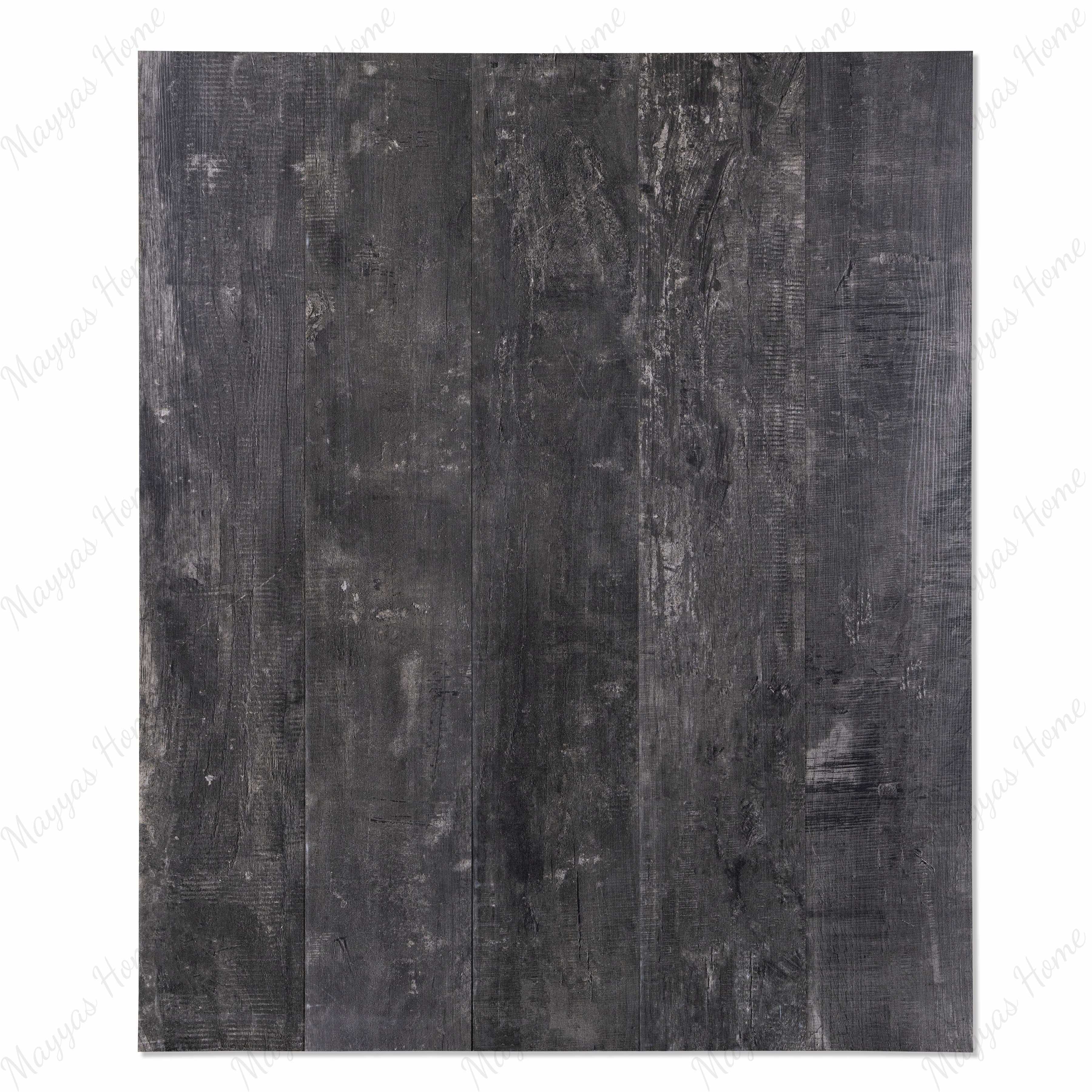 Close-up view of Speria Nero plank tile showing distressed wood grain finish