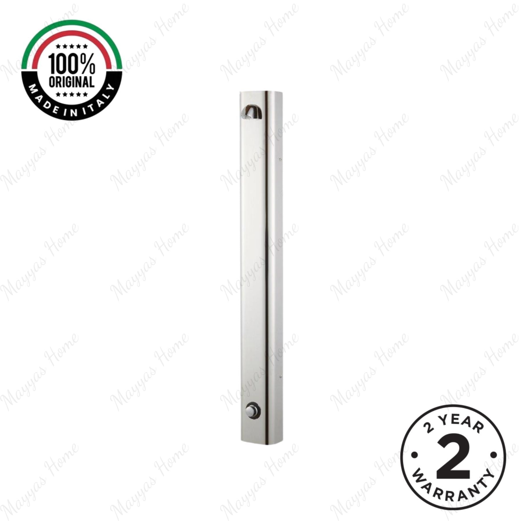 AISI 304 stainless steel shower panel with 15–25 second push-button timed tap, anti-hanging shower head and anti-vandal design for commercial facilities in UAE.