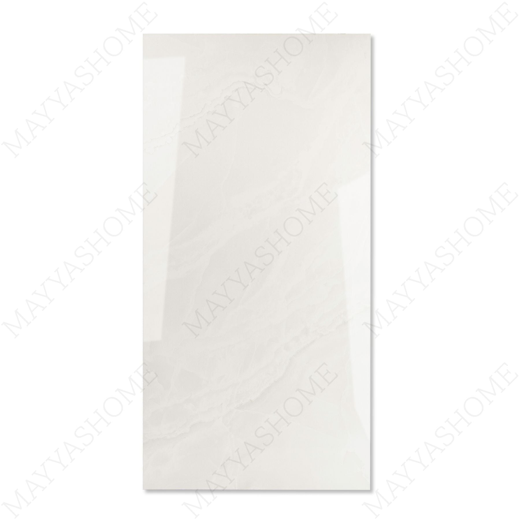 Artico Onyx Bianco glossy marble effect porcelain tile 60x120cm with 9mm thickness features white base, delicate veining, subtle onyx patterns & polished finish