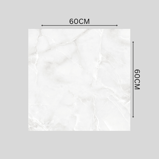 BELL ONYX BIANCO 60x60cm Glossy Porcelain Tile – 09MM White Onyx Look 1800