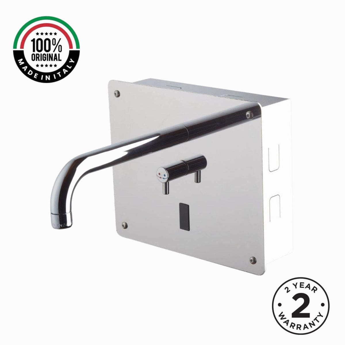 Battery-powered electronic basin mixer with built-in installation and chrome finish. Touchless, water-saving faucet for modern UAE washrooms.