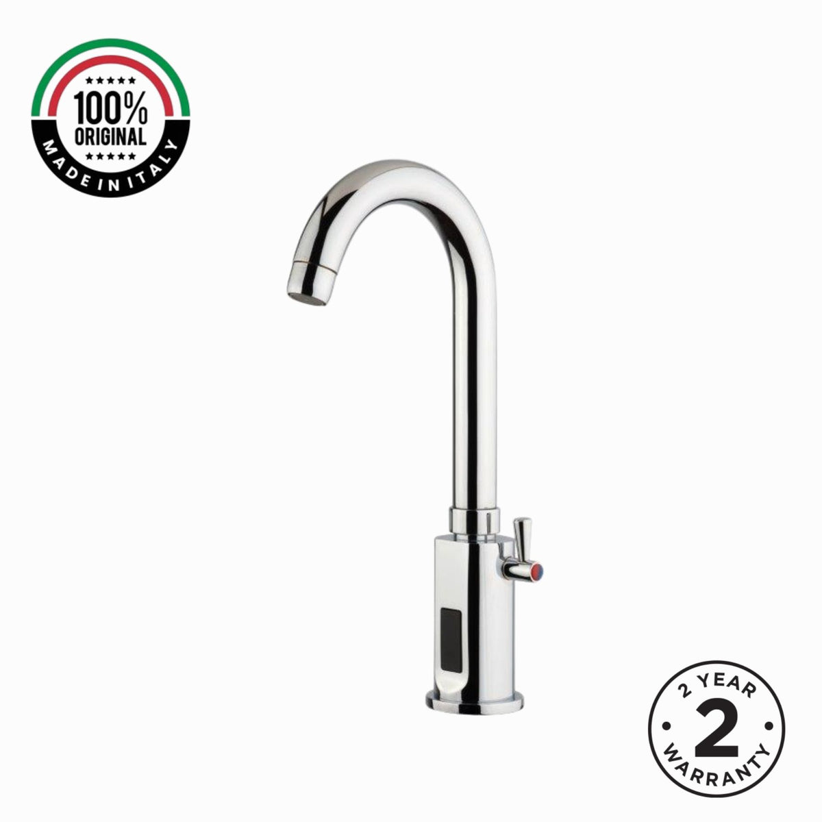 Battery-powered sensor sink mixer tap with swivel spout and chrome finish. Touchless, water-saving faucet for modern UAE bathrooms and washrooms.