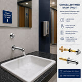 Built-in fixed washbasin spout with 4–6 second timed push-button control and G1/2 connection. Ideal for commercial, healthcare and public washrooms in UAE.