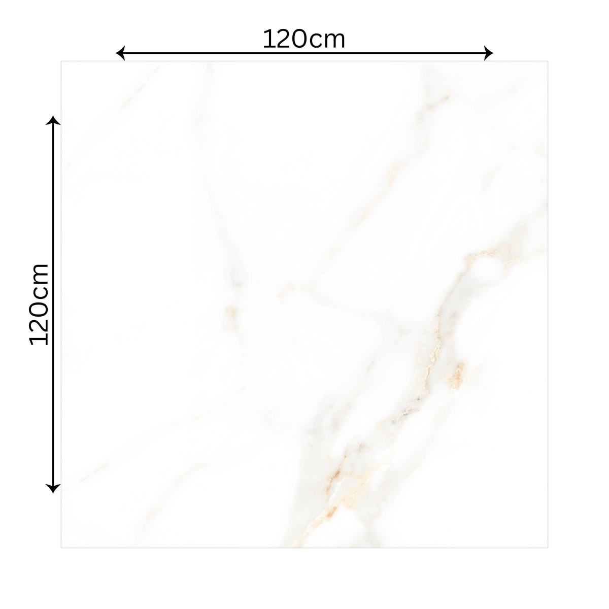 CECILA GOLD – 120x120cm glossy porcelain tile with elegant gold marble design. Large format tile perfect for luxurious flooring and wall applications.

