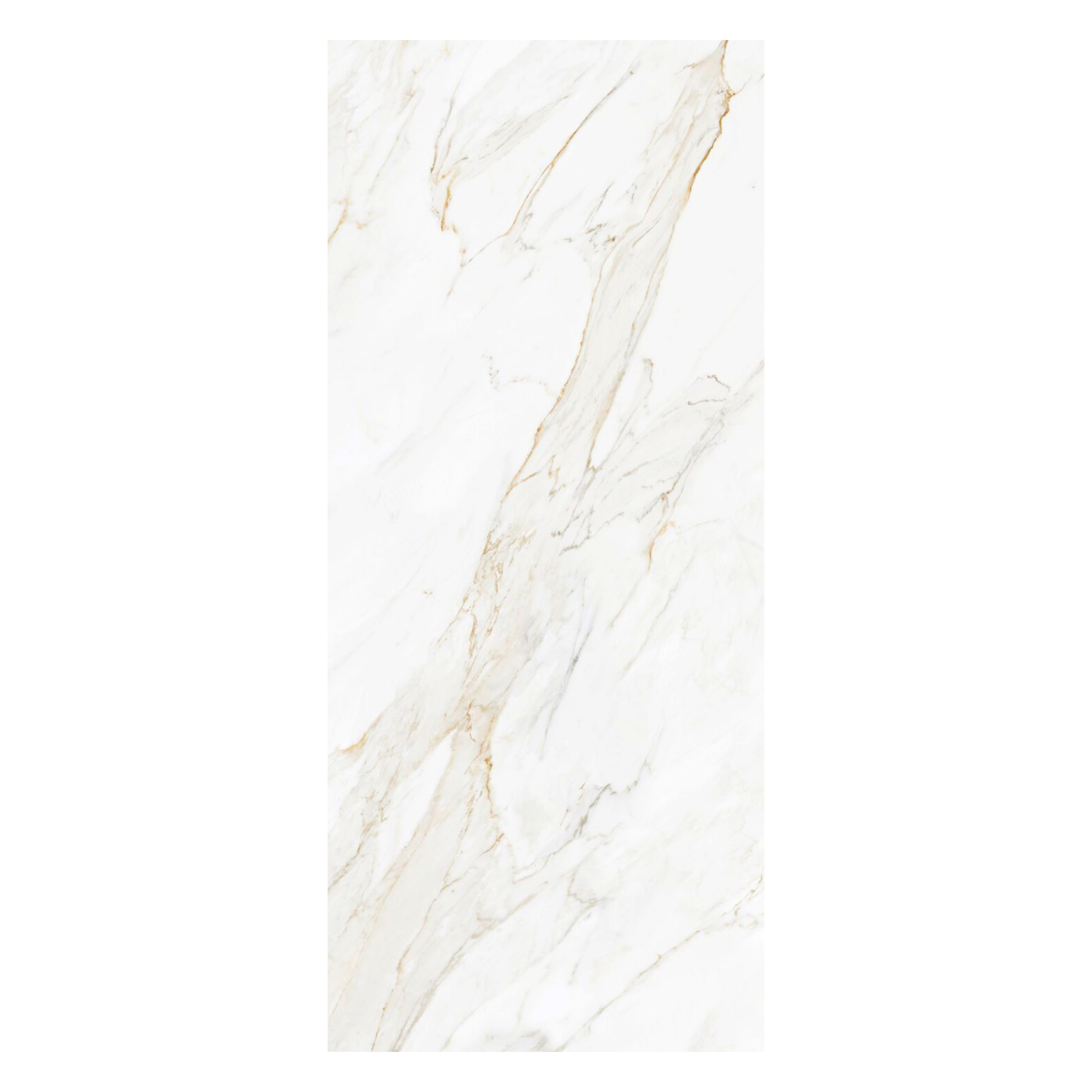Calacatta Borghini 120x320cm glossy book-match porcelain slab with bold veining. Perfect for luxury walls, floors, and statement interiors.