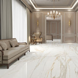 Calacatta Jewel Crystal Polish Colorbody porcelain slab 120x280cm, 9mm thick, with Random 03 Calacatta marble look for premium floors, walls and interiors.