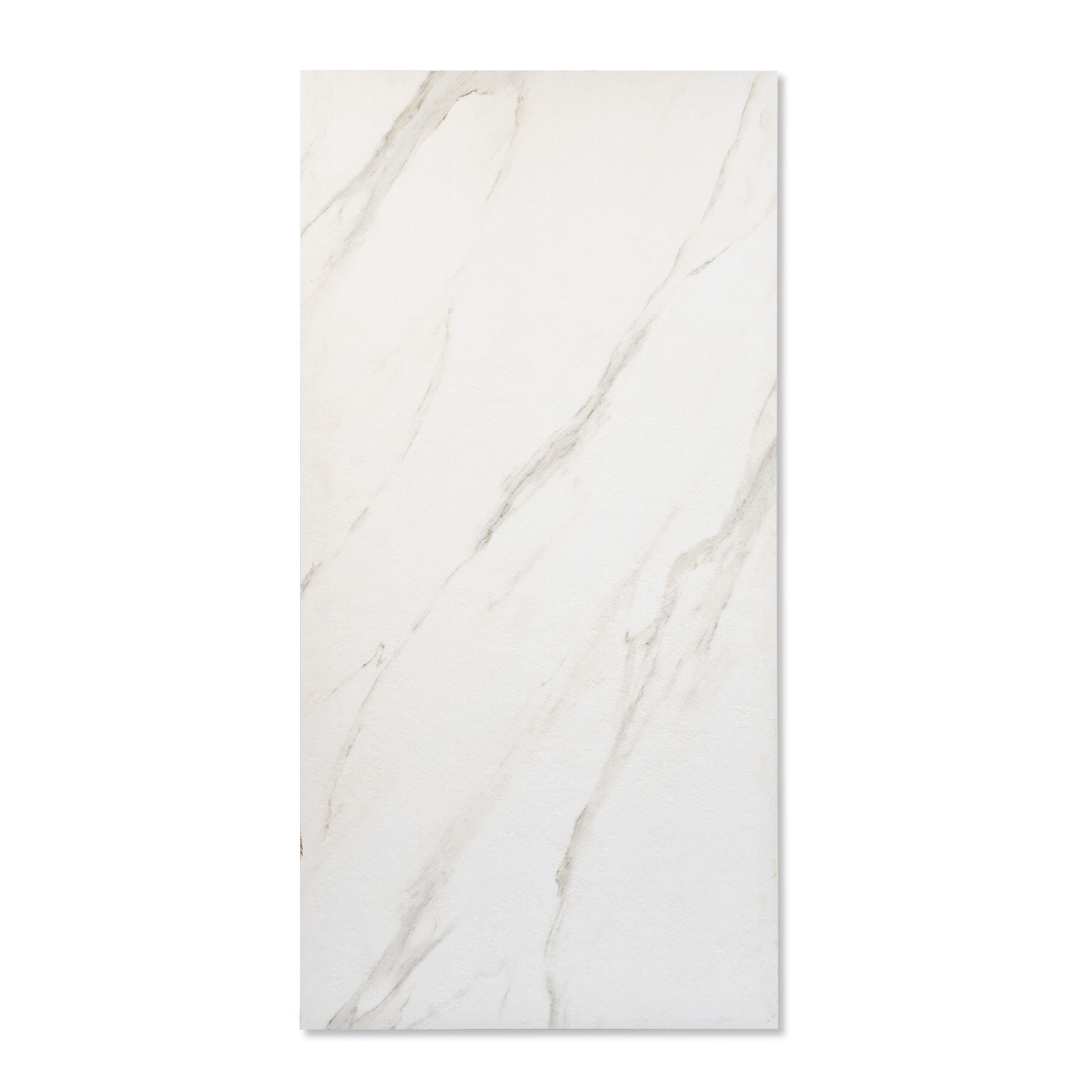 Calacatta Nexa matt porcelain tile 60x120cm x 2mm featuring elegant marble veining. Premium large format tile ideal for luxury floors and walls.