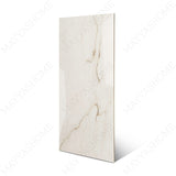 Calcutta Bianco Oro glossy marble porcelain tile 60x120cm with 9mm thickness features white base, gold and grey veining with polished finish.