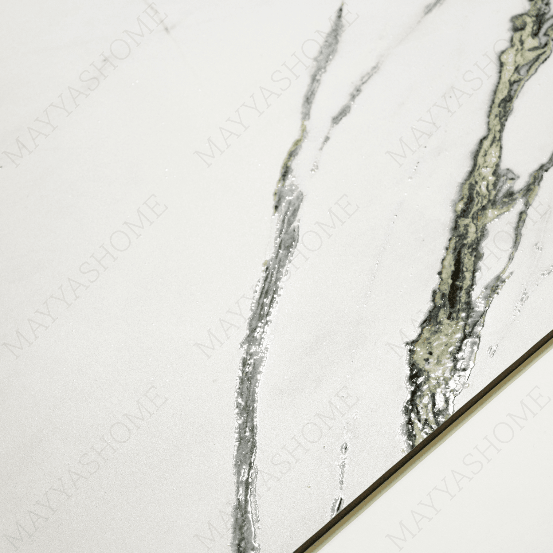Calcutta Emerald porcelain tile 60x120cm 9mm thickness, white marble look with green veining, durable porcelain tile for luxury floors and walls.