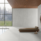 Cemento Bianco Pixel Colorbody porcelain slab 120x280cm, 9mm thick, with a modern concrete look for minimalist floors, walls and contemporary interiors.