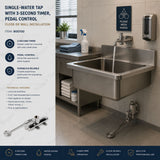 Commercial 3-second single-water tap with hygienic pedal control, floor or wall installation and adjustable flow. Ideal for healthcare and industrial facilities in UAE.