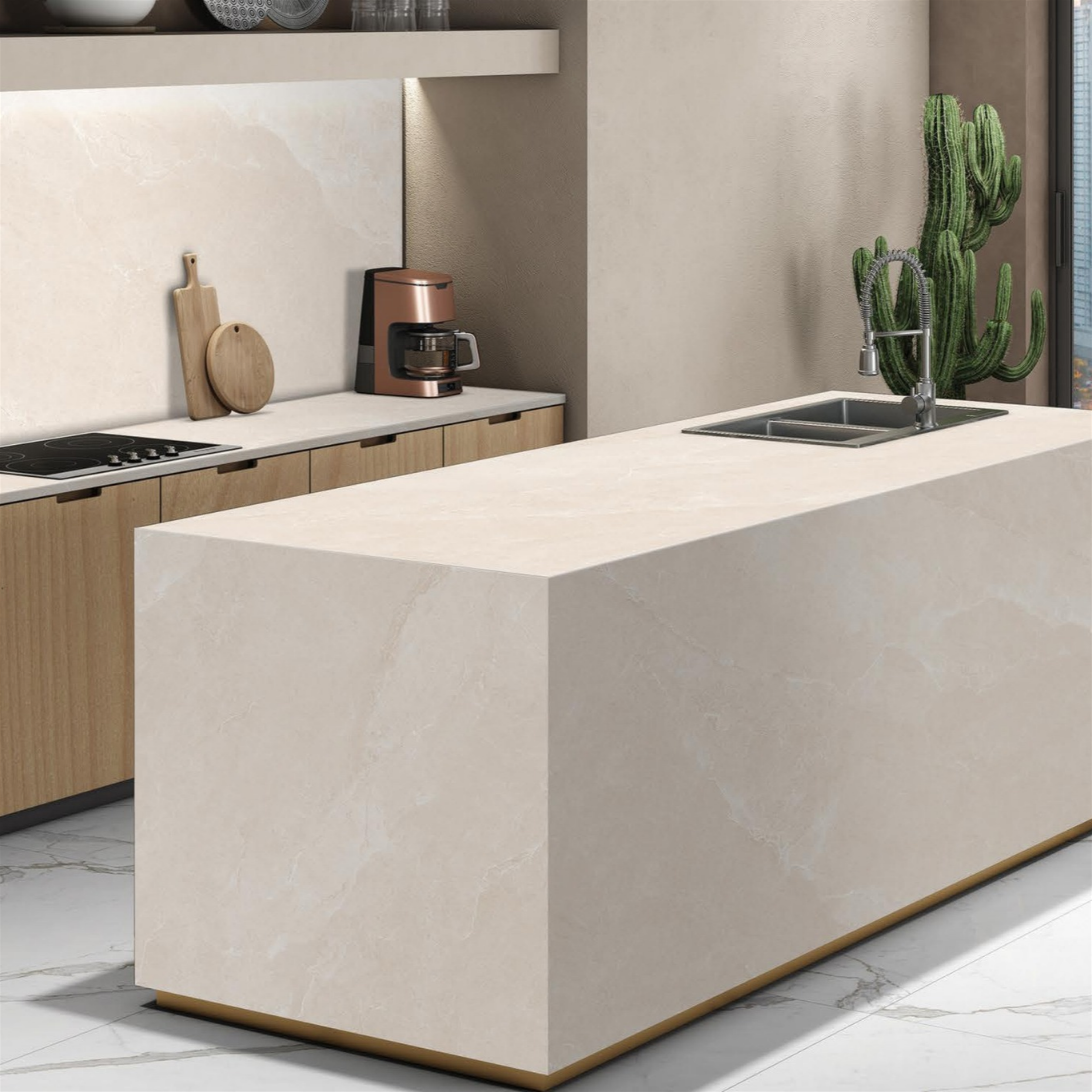 Crema Uno  white body porcelain tile with elegant cream design