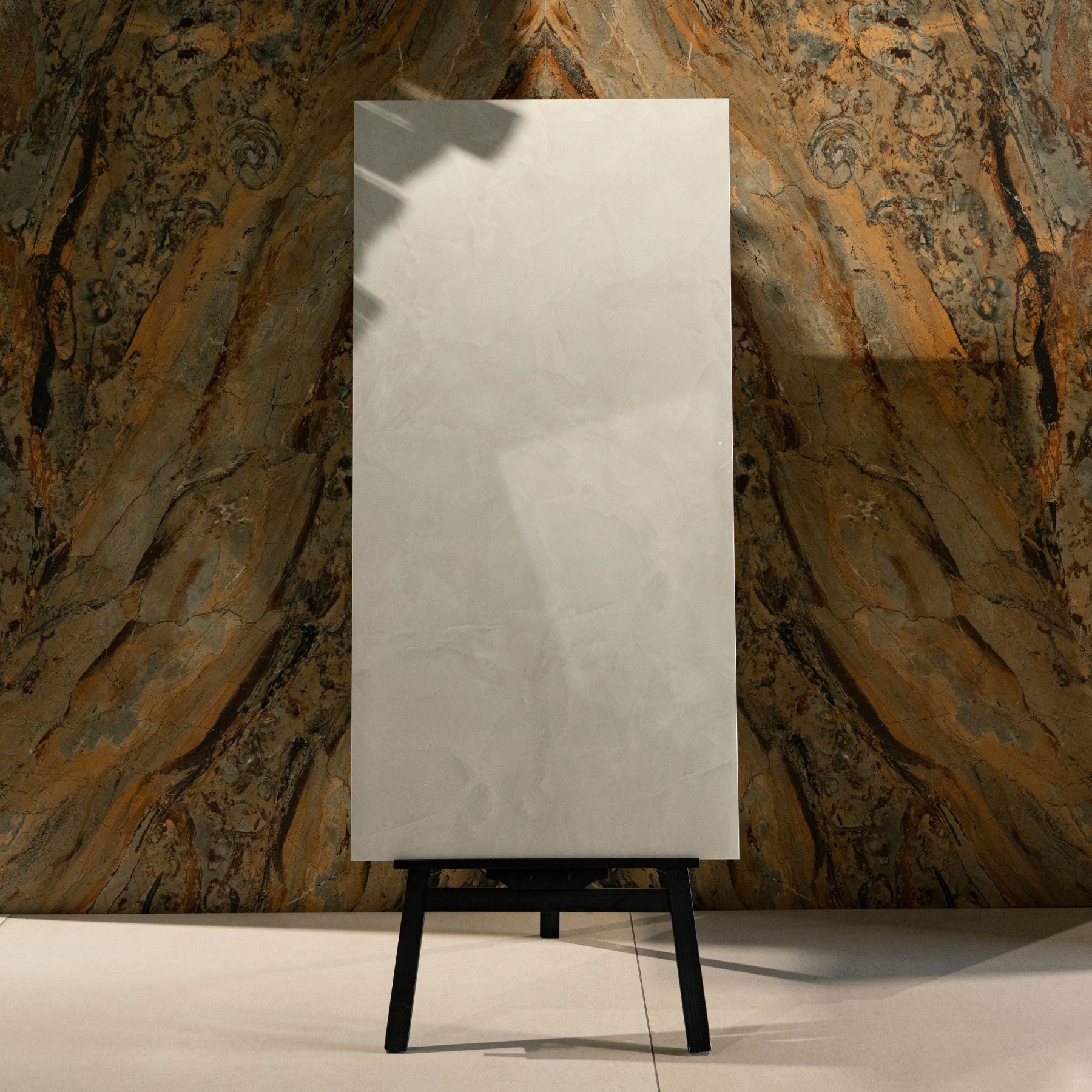 Crema White glossy marble effect porcelain tile 60x120cm with 9mm thickness features soft cream tones, subtle veining and elegant polished finish.