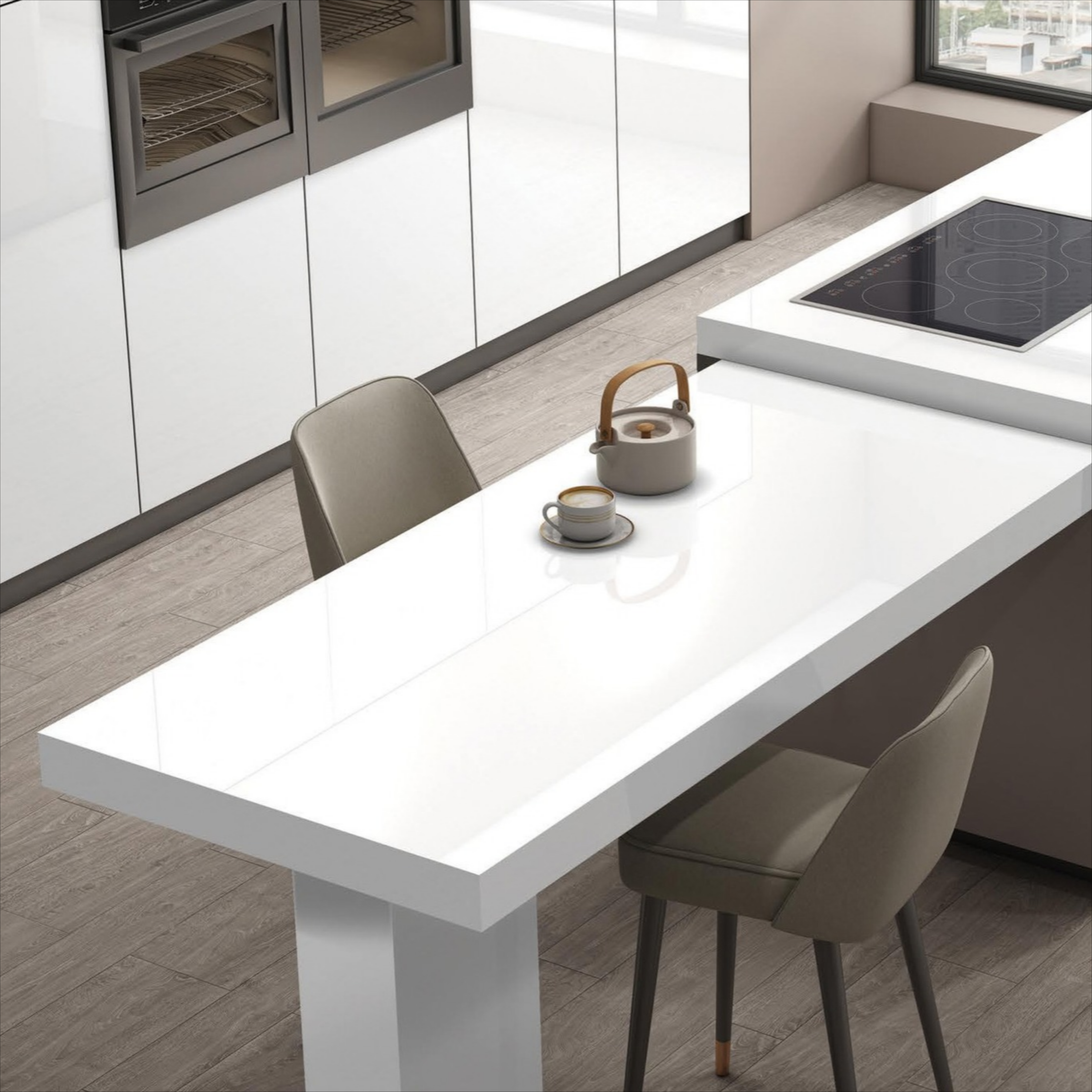 Crystal White porcelain tile with elegant white marble-look design
