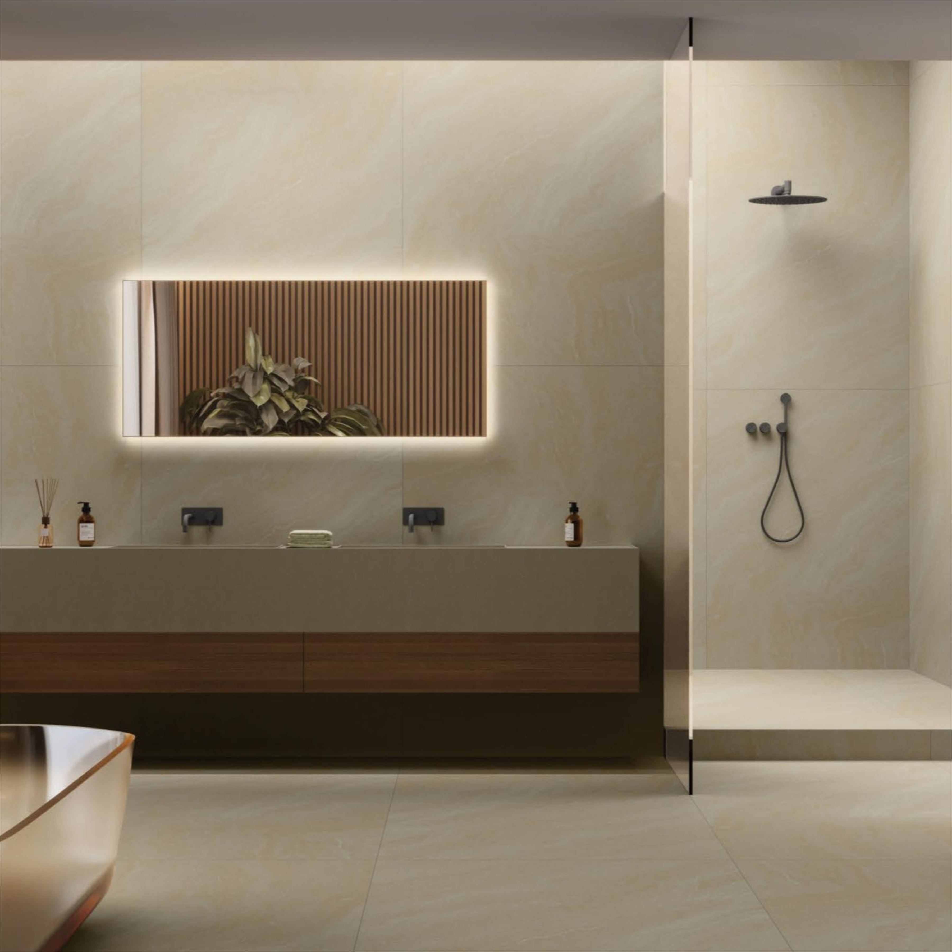 DG Champange fullbody porcelain tile with natural stone design