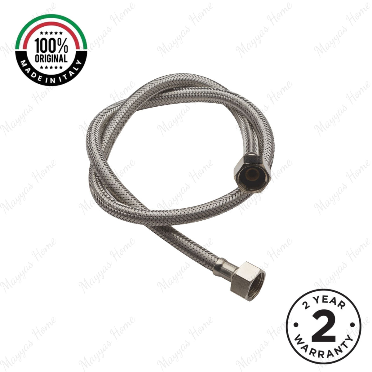 DN8 steel braided hose with 900mm length and straight G1/2 female connections. Ideal for commercial, residential and plumbing installations across UAE.