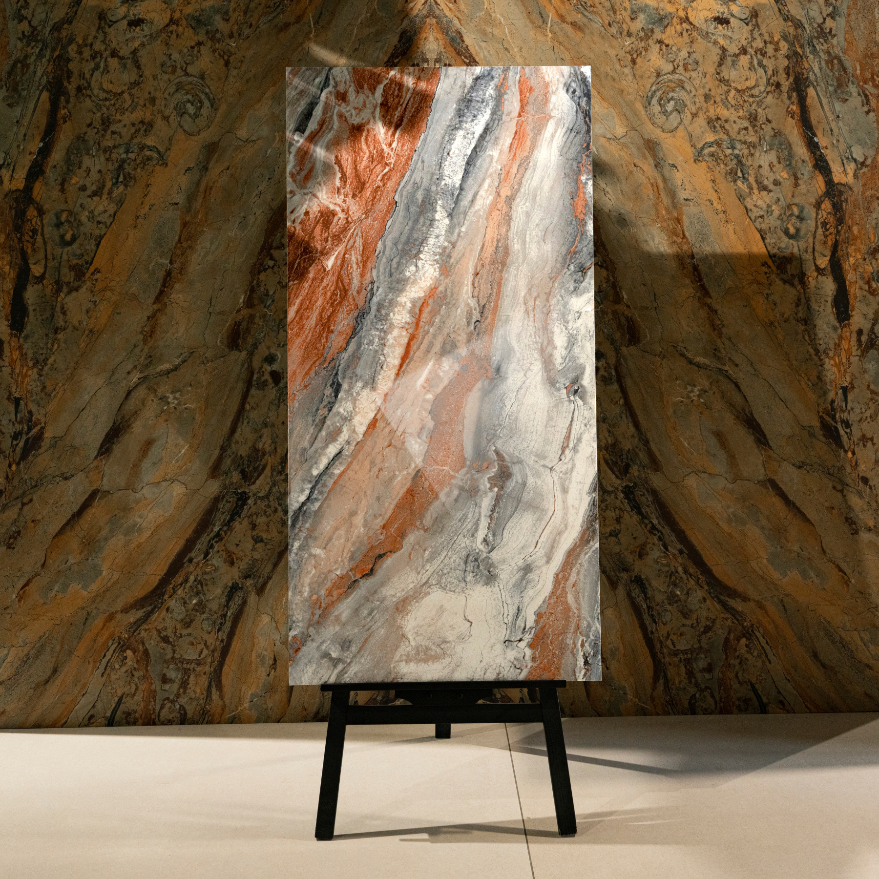 Dike Crimson porcelain tile 60x120cm 9mm thickness, red marble look design, durable porcelain tile ideal for luxury floors and walls.