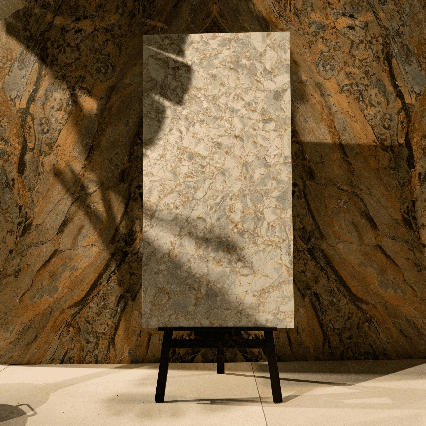 Discover ENRICO porcelain tile 600x1200mm with 9MM thickness and glitter on matt finish. Durable large format tile ideal for elegant, shimmer-enhanced floors and walls.