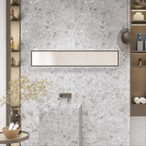 Enhance your space with stone look tiles in grey, featuring intricate carving details and a refined matt finish. Ideal for large format tiles.