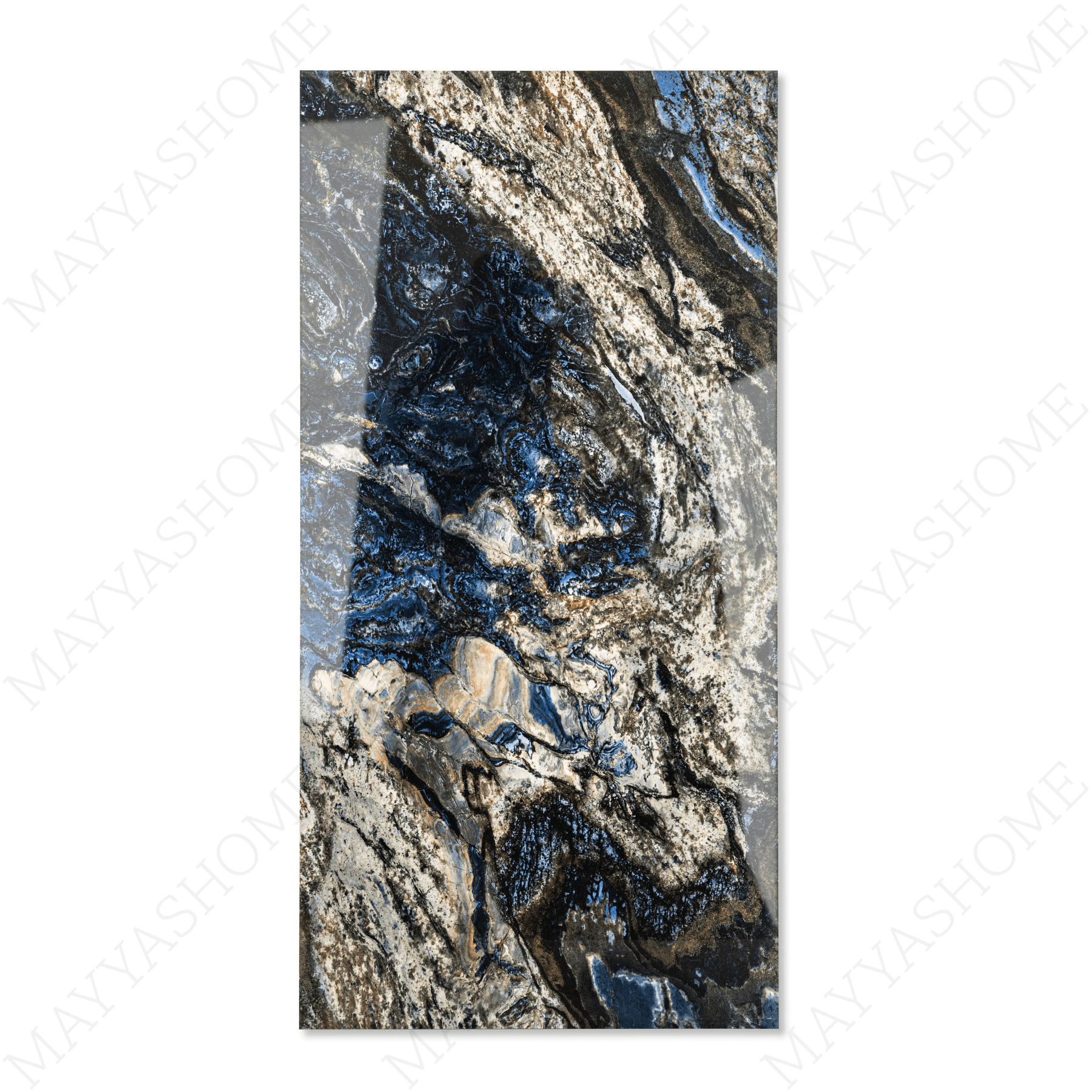 Fiago Blue tiles (60x120cm, 9mm) feature a High Gloss finish with a deep blue design. Perfect for Indoor Floors and Walls, these Porcelain tiles bring a touch of bold sophistication and modern luxury to any space. The glossy surface intensifies the rich blue tones, creating a striking and elegant atmosphere ideal for both residential and commercial interiors.