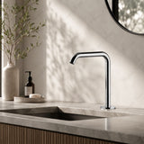 Fixed washbasin spout for above-counter installation with G1/2 male threaded connection. Perfect for hotels, offices, hospitals and commercial bathrooms in UAE.