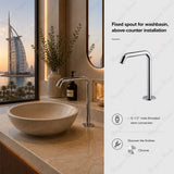 Fixed washbasin spout for above-counter installation with G1/2 male threaded connection. Perfect for hotels, offices, hospitals and commercial bathrooms in UAE.