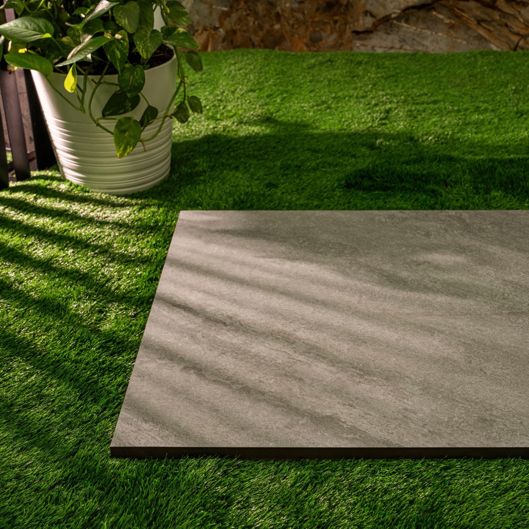 Foggy Slate matt porcelain tile 60x120cm x 2mm with natural stone texture. Durable large format tile ideal for modern floors and stylish interior walls.