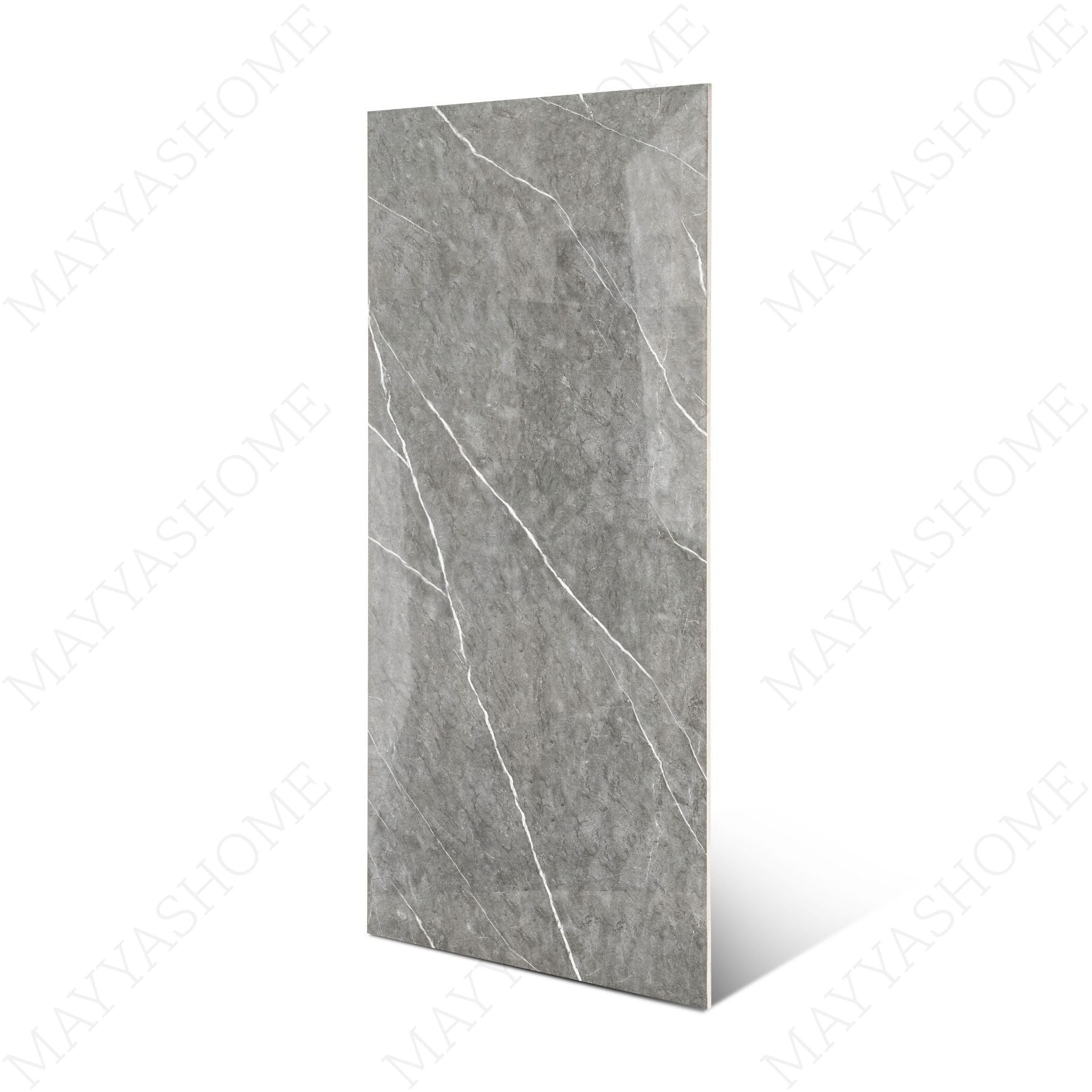 Graphite Vein glossy porcelain tile 60x120cm with 9mm thickness features dark graphite base, elegant veining and refined polished finish.