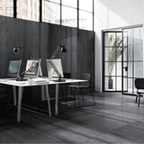  Icon Metal Light Grey 120x240cm lapato porcelain tile with 09mm thickness. Metallic grey with rusty effect, durable finish for walls and floors.
