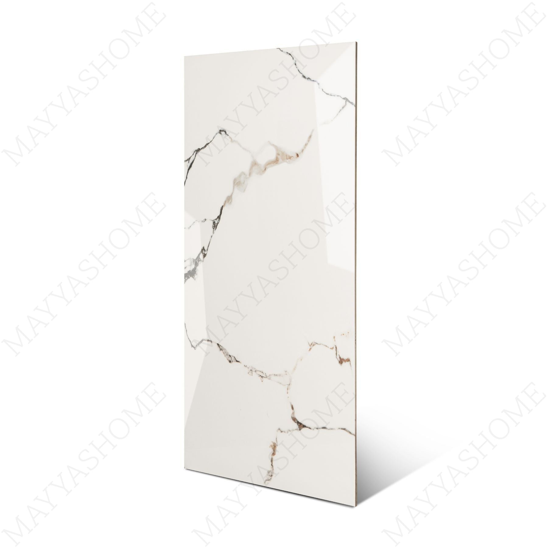 Ivory Crackle glossy porcelain tile 60x120cm with 9mm thickness features warm ivory tones, decorative crackle pattern texture and elegant polished finish.